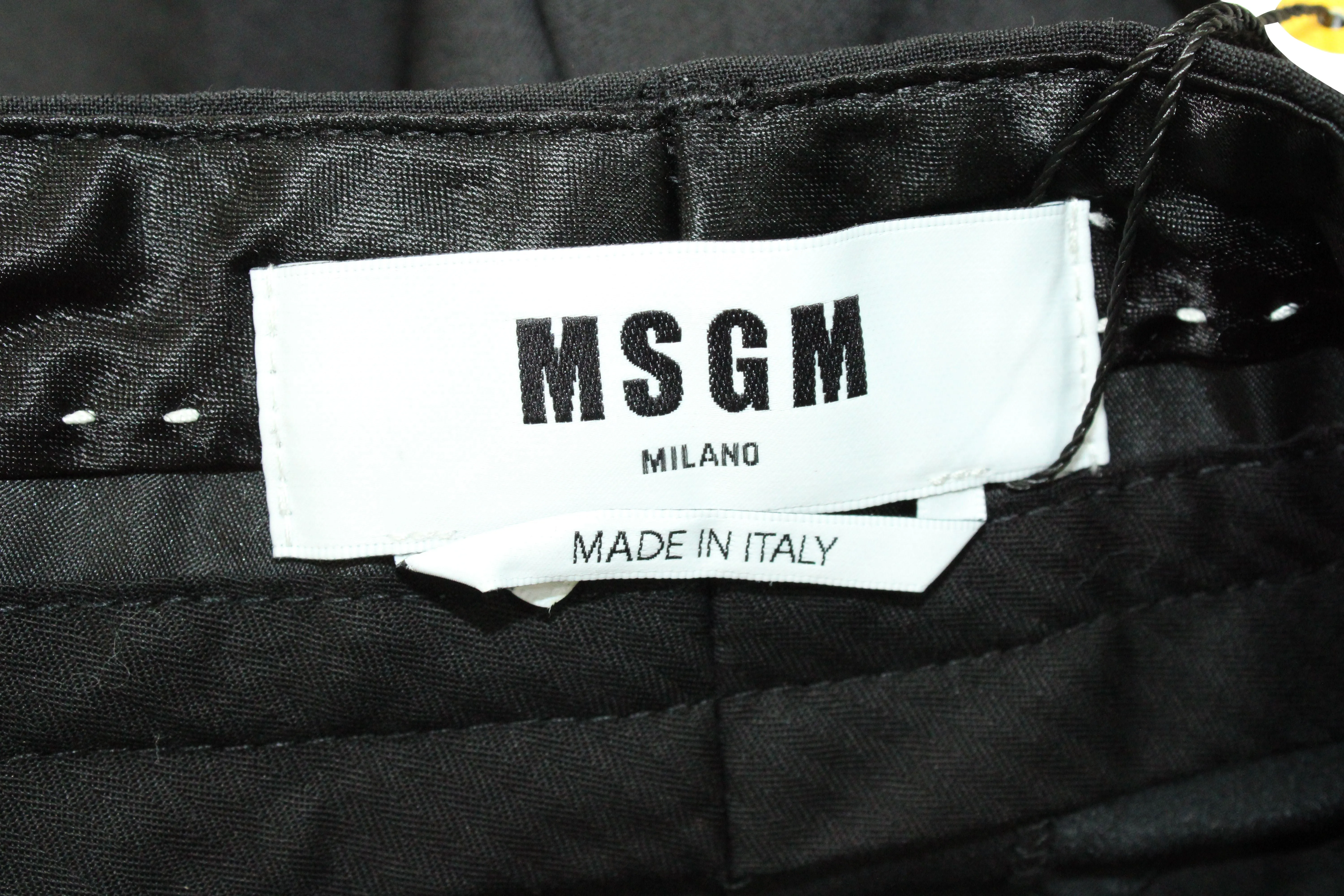MSGM Wide Leg Tailored Pants in Black Polyester