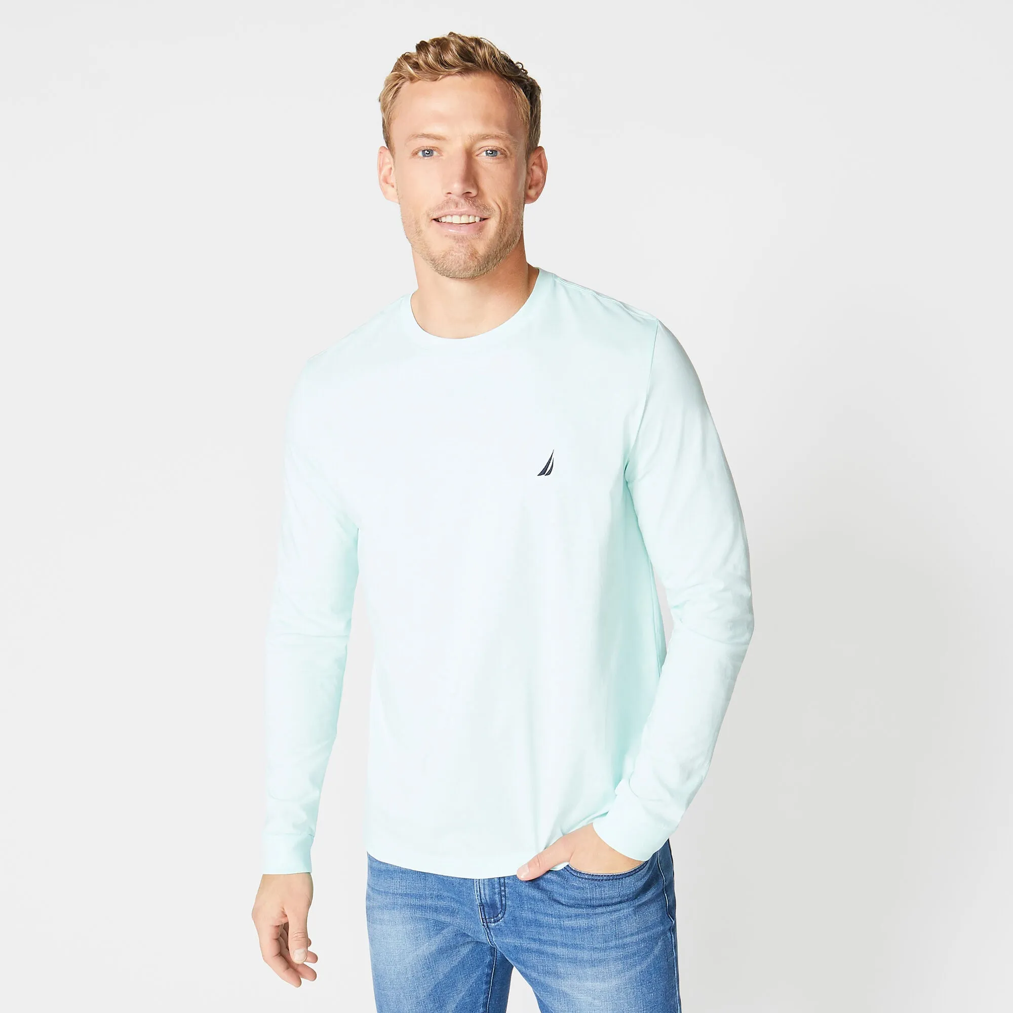 Nautica Mens Crewneck Long-Sleeve T-Shirt