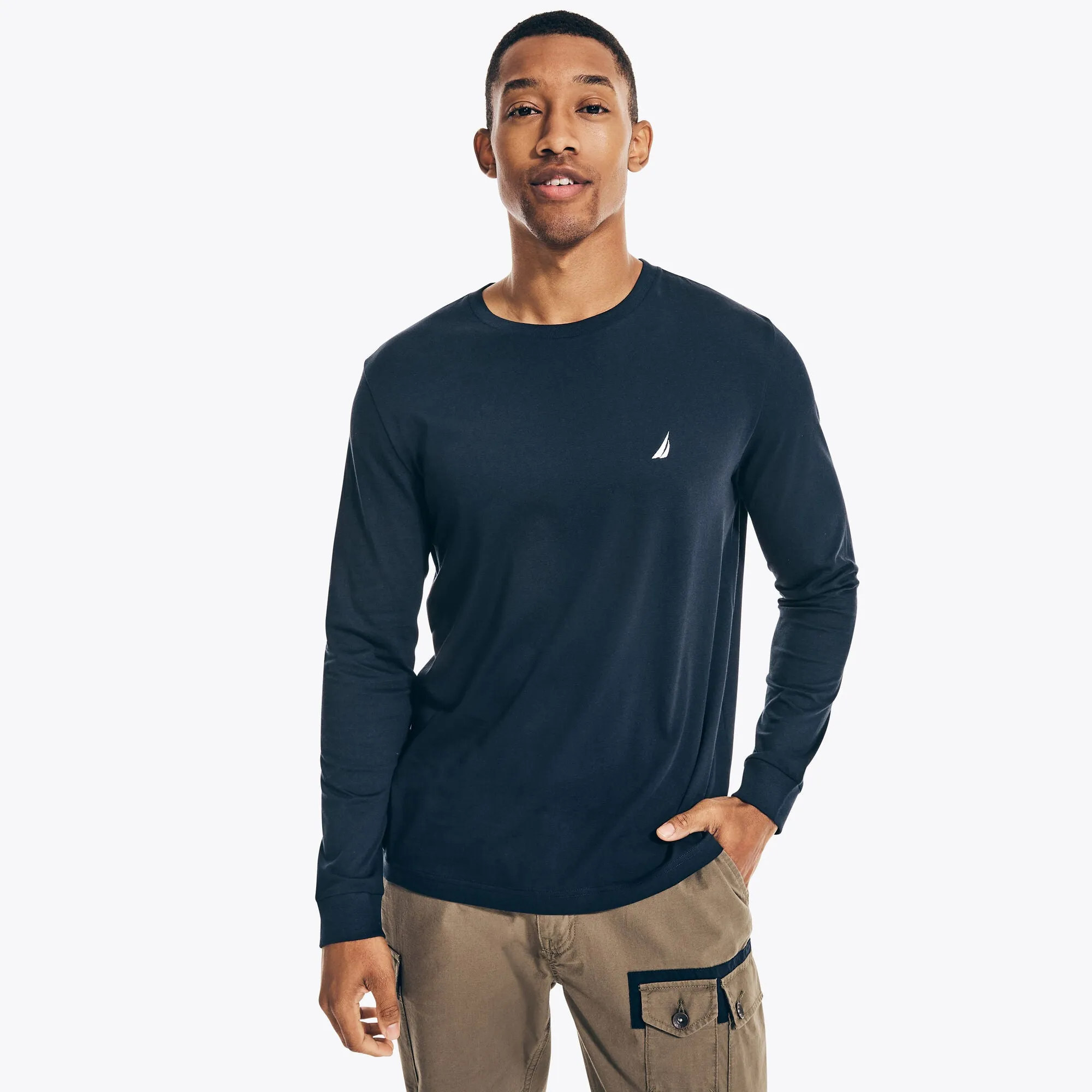 Nautica Mens Crewneck Long-Sleeve T-Shirt