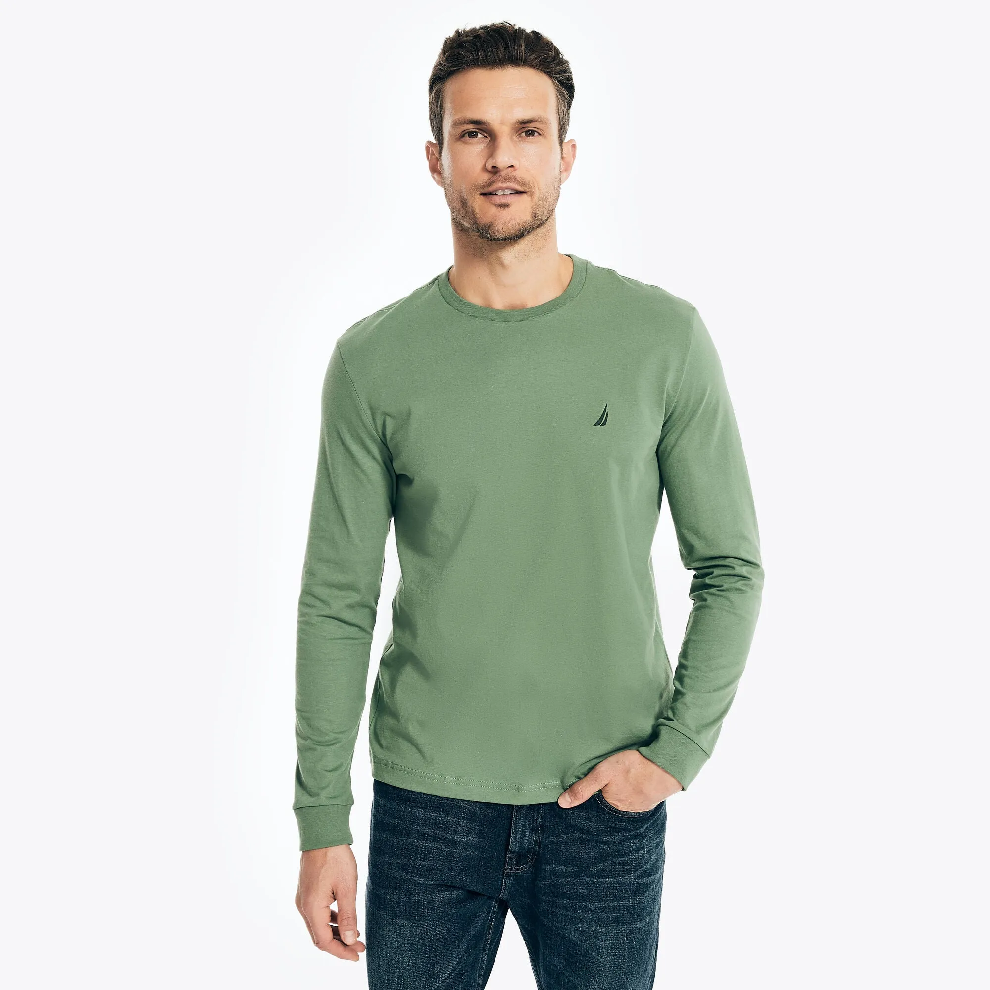Nautica Mens Crewneck Long-Sleeve T-Shirt