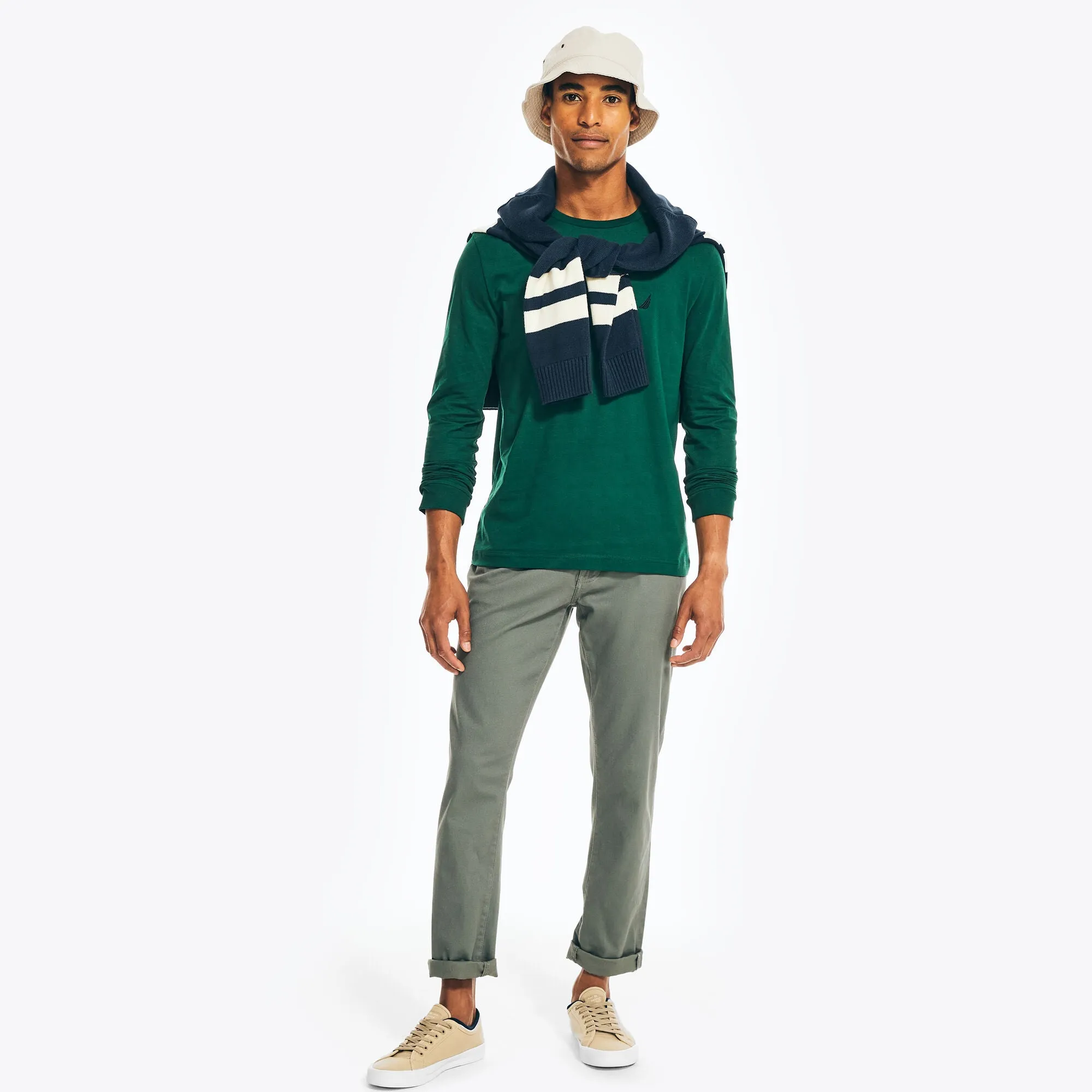 Nautica Mens Crewneck Long-Sleeve T-Shirt