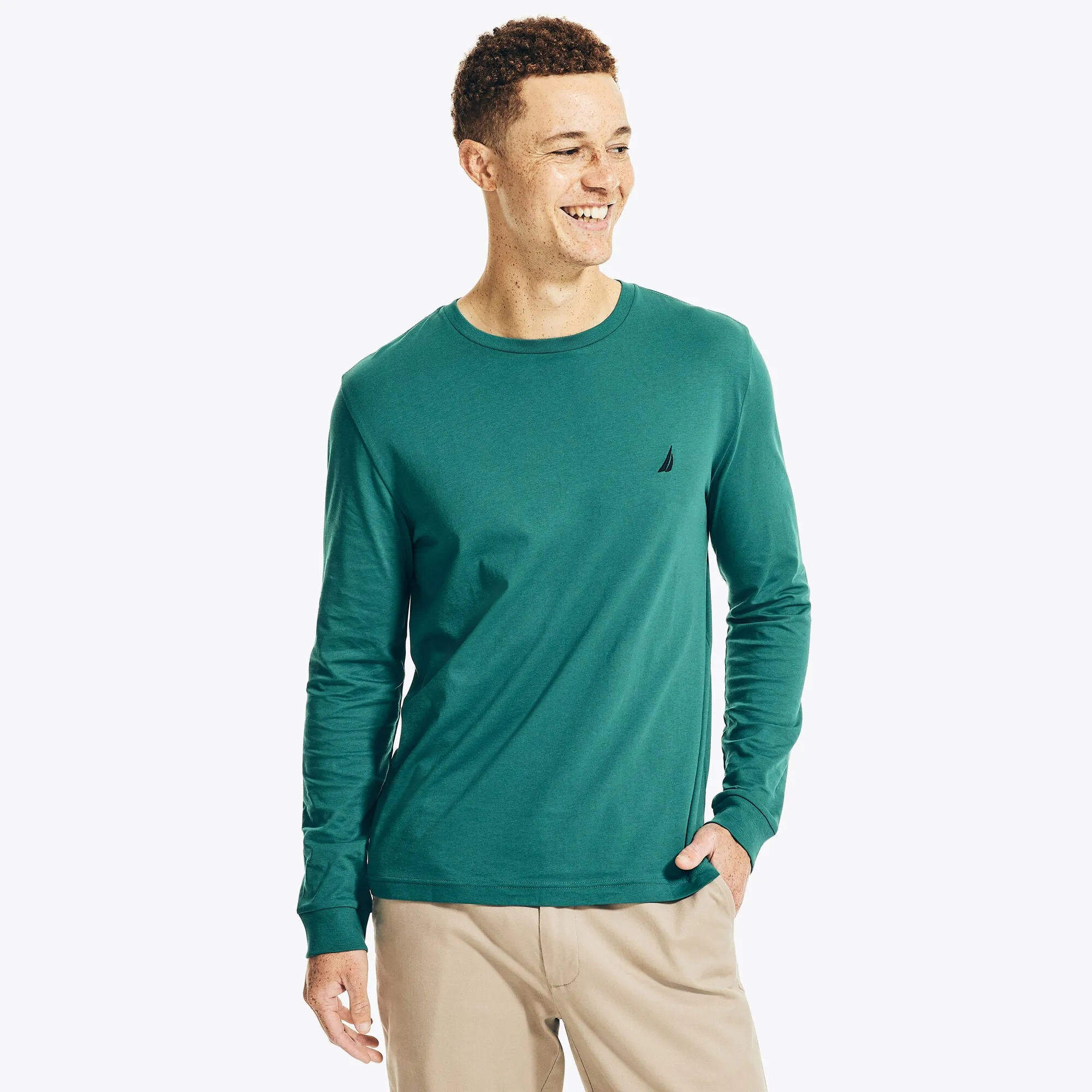 Nautica Mens Crewneck Long-Sleeve T-Shirt