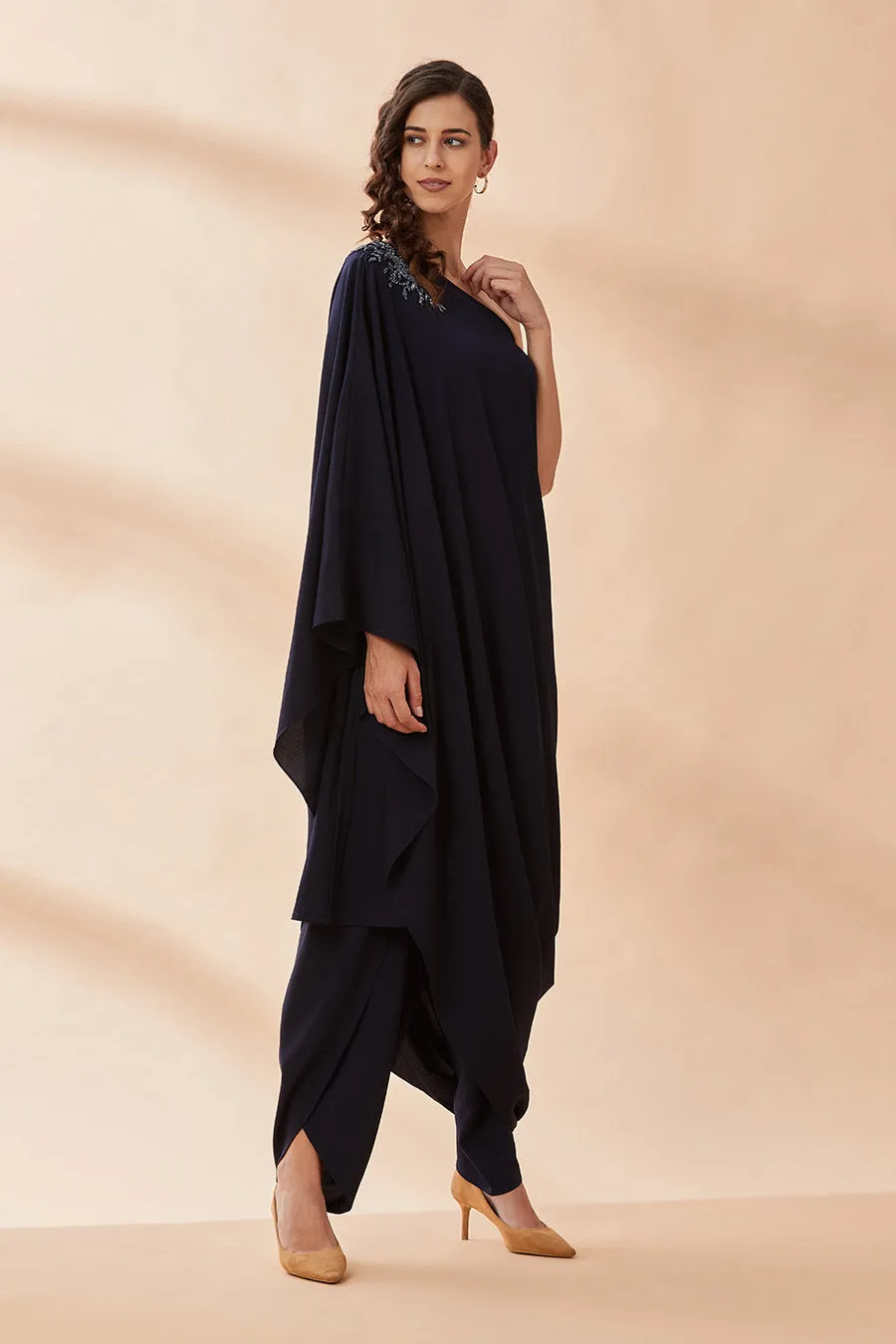 Navy Crystal One-Shoulder Co-Ord Set