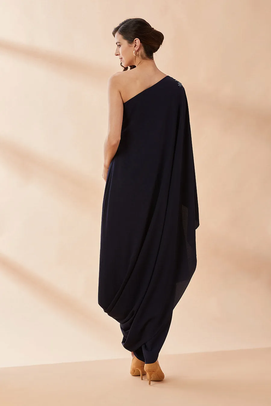 Navy Crystal One-Shoulder Co-Ord Set