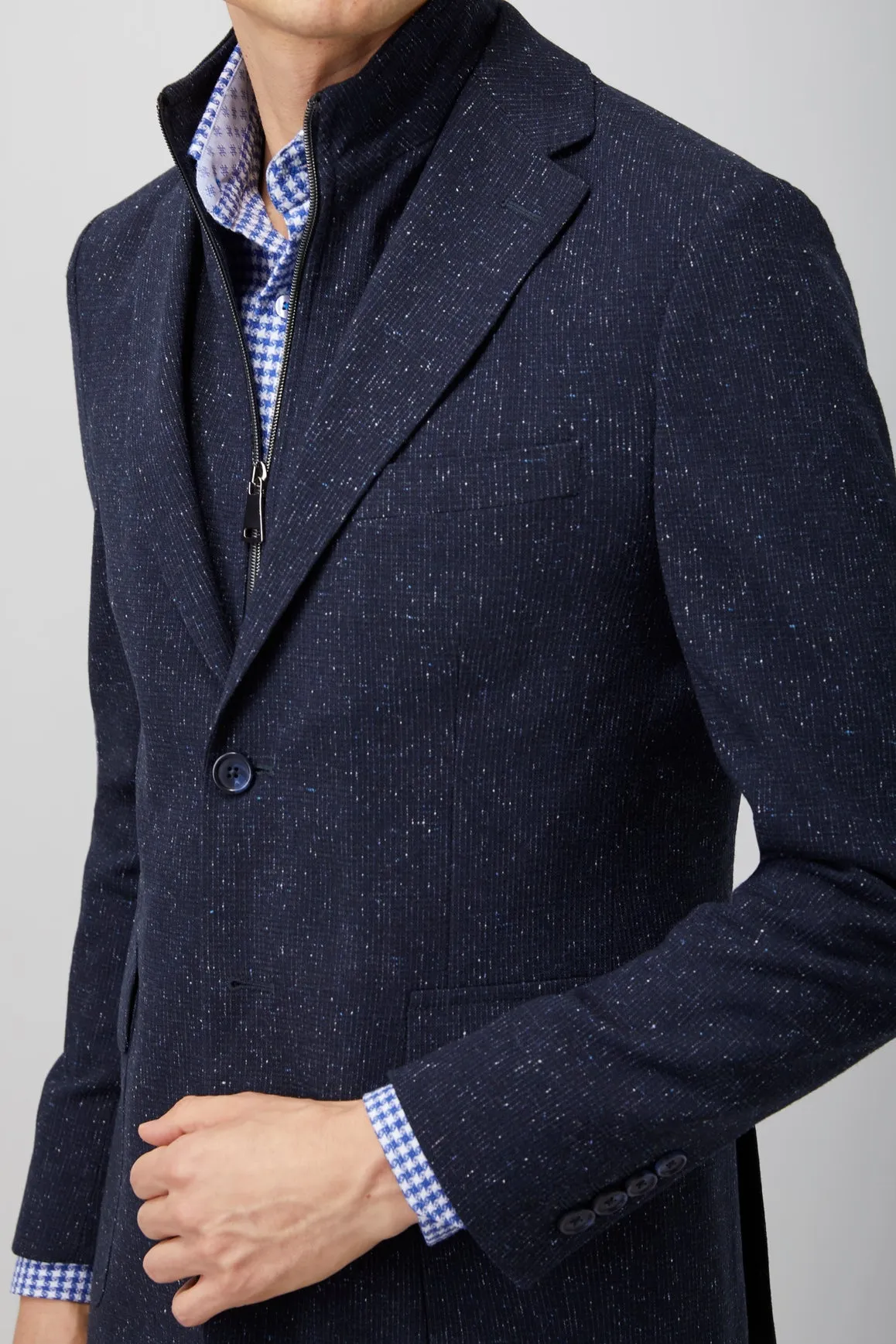 Navy Speckle Zip Up Sportcoat
