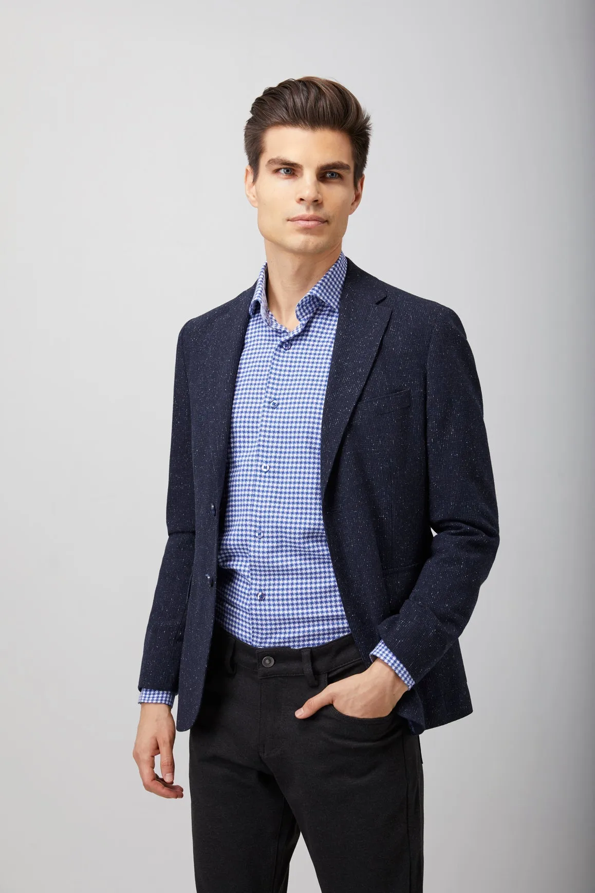Navy Speckle Zip Up Sportcoat