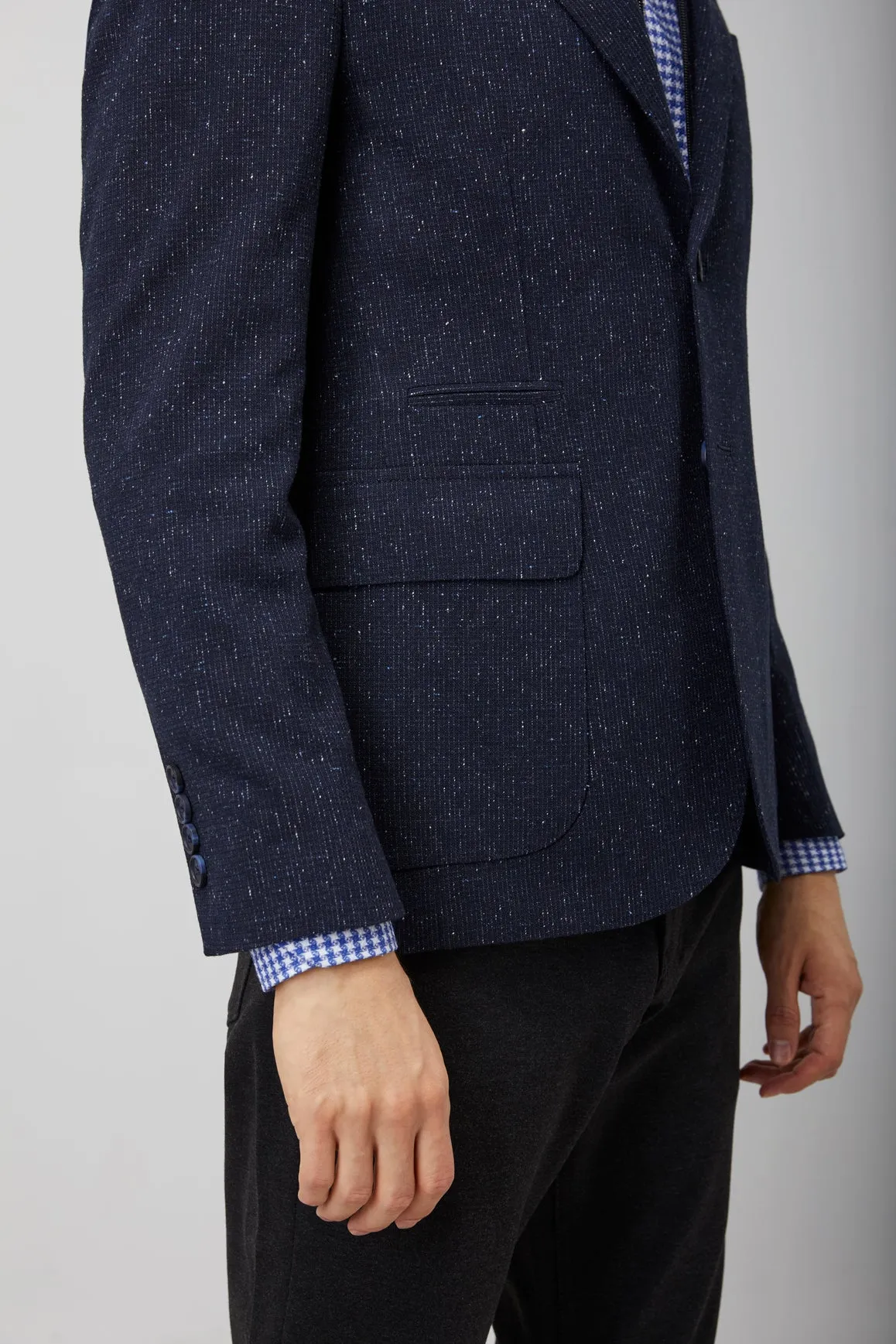 Navy Speckle Zip Up Sportcoat