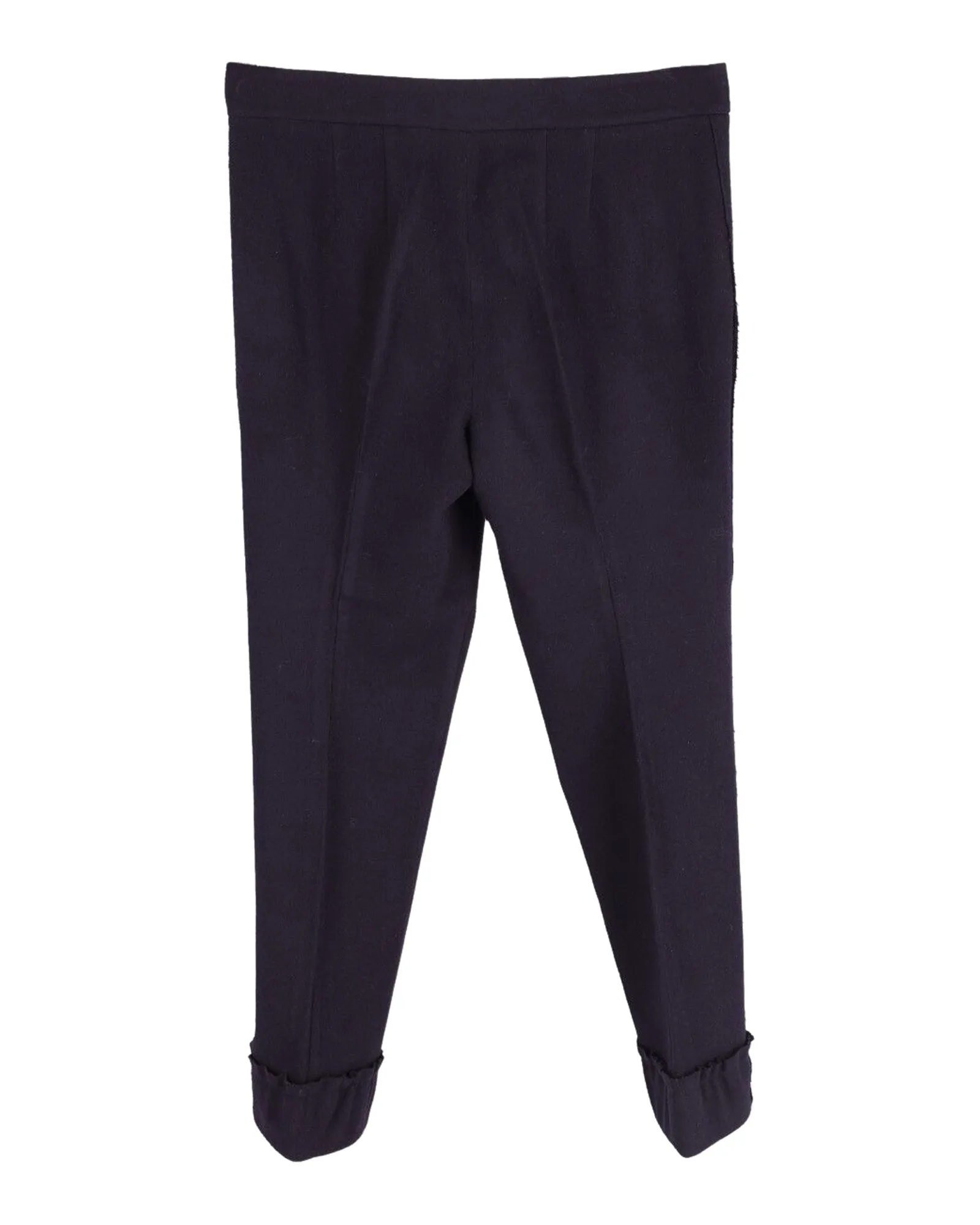 Nina Ricci Slim Fit Garterized Pants in Navy Blue Wool