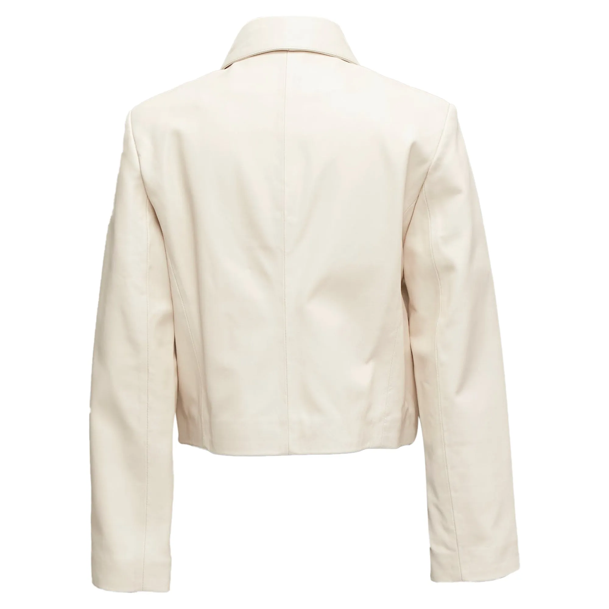 Nour Hammour lambskin minimal dual pocket cropped zip jacket