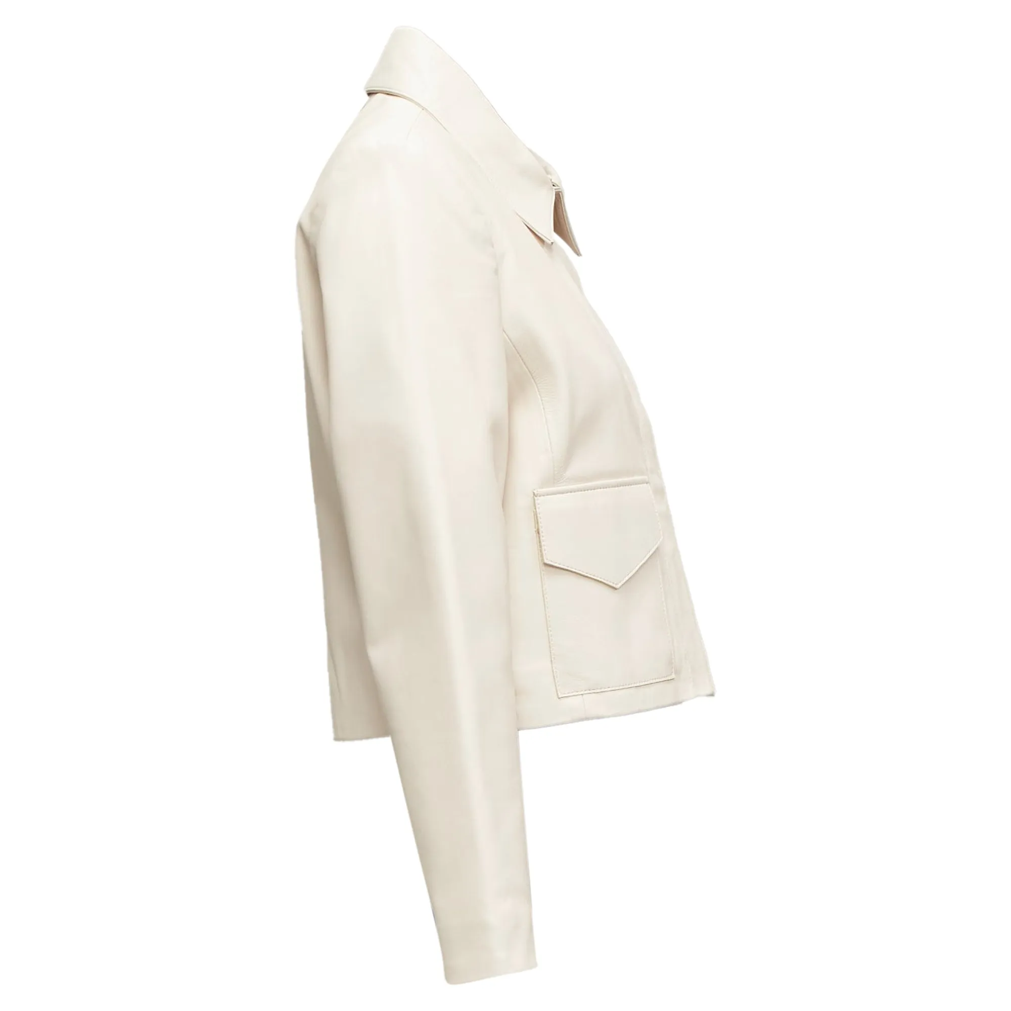 Nour Hammour lambskin minimal dual pocket cropped zip jacket