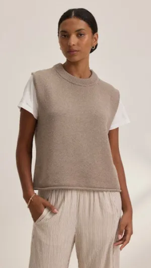 Paola Cap Sleeve Sweater Vest in Mink