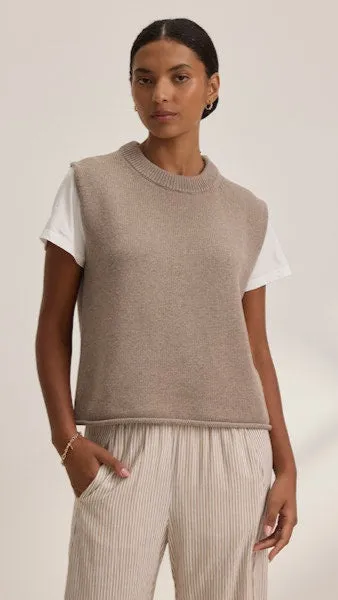 Paola Cap Sleeve Sweater Vest in Mink