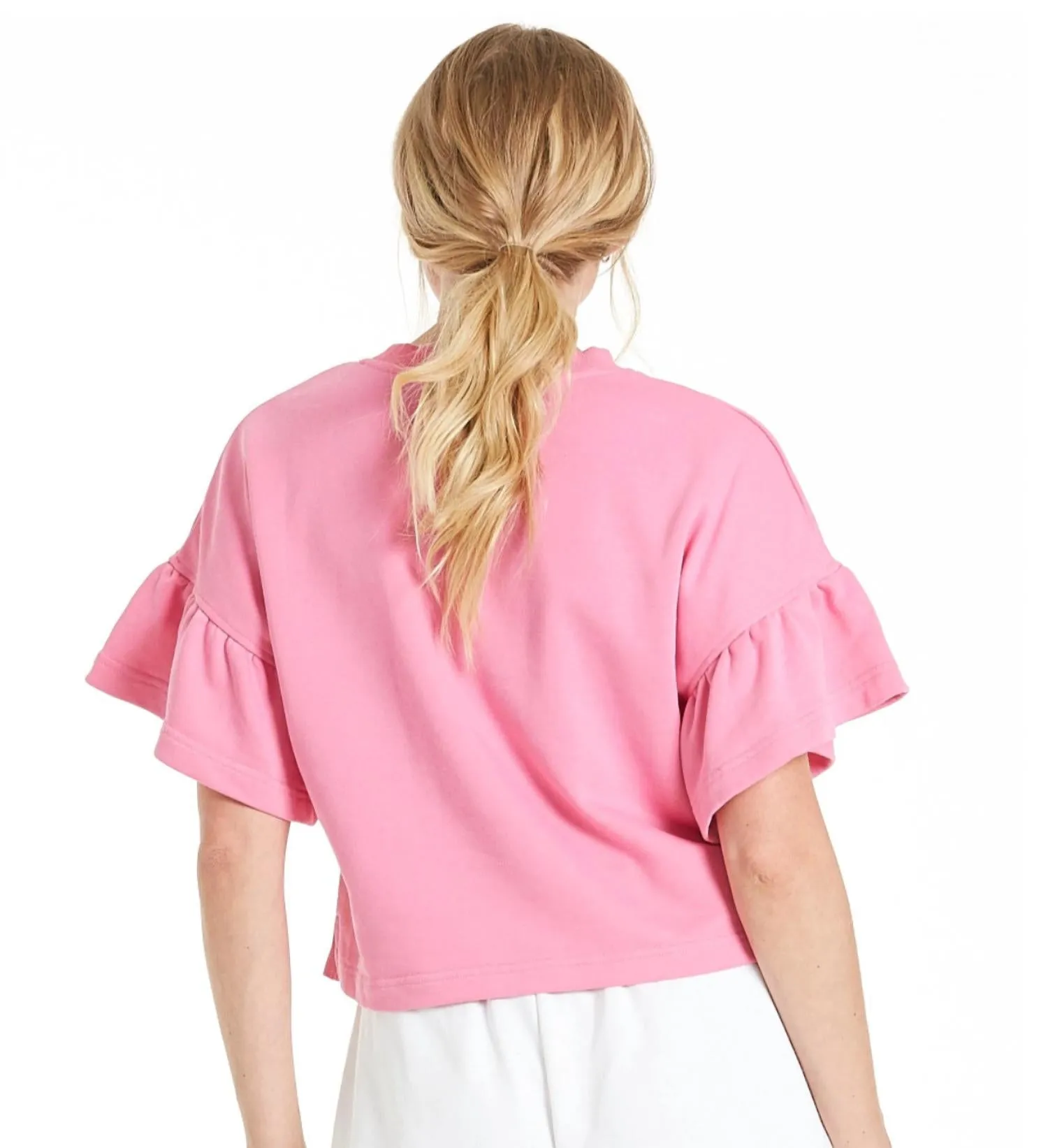 Pia Ruffle Sleeve Top In Begonia