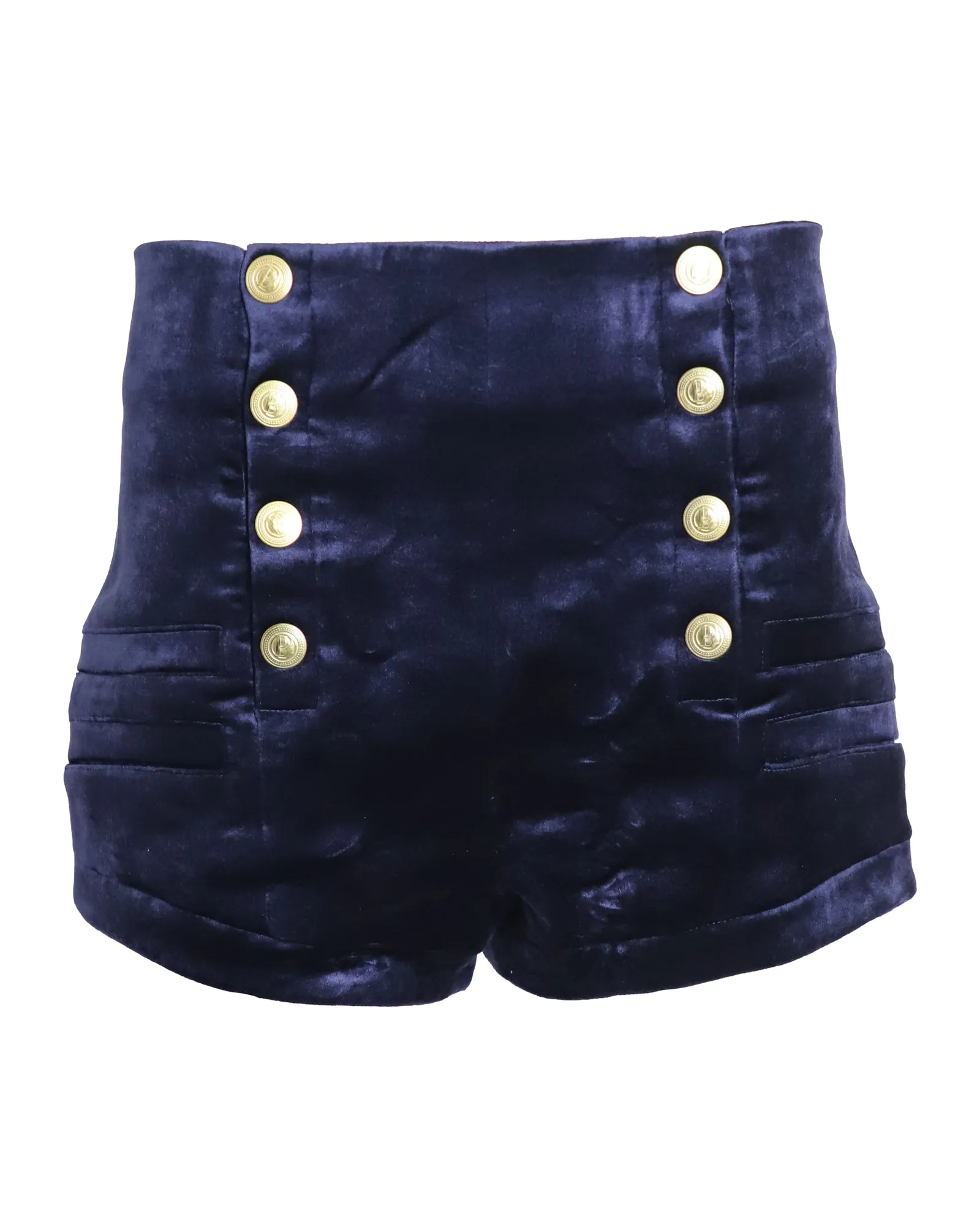 Pierre Balmain Military Blazer and Shorts Set in Blue Velvet