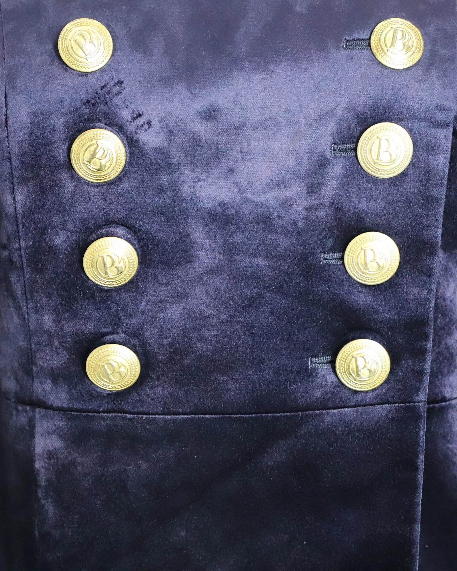 Pierre Balmain Military Blazer and Shorts Set in Blue Velvet