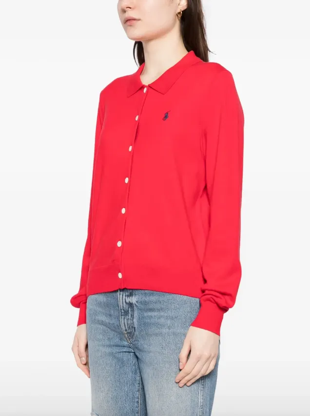 Polo Ralph Lauren red cotton-blend polo cardigan