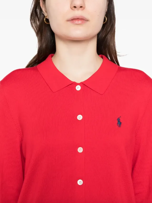Polo Ralph Lauren red cotton-blend polo cardigan