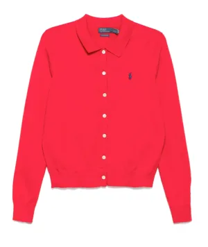 Polo Ralph Lauren red cotton-blend polo cardigan