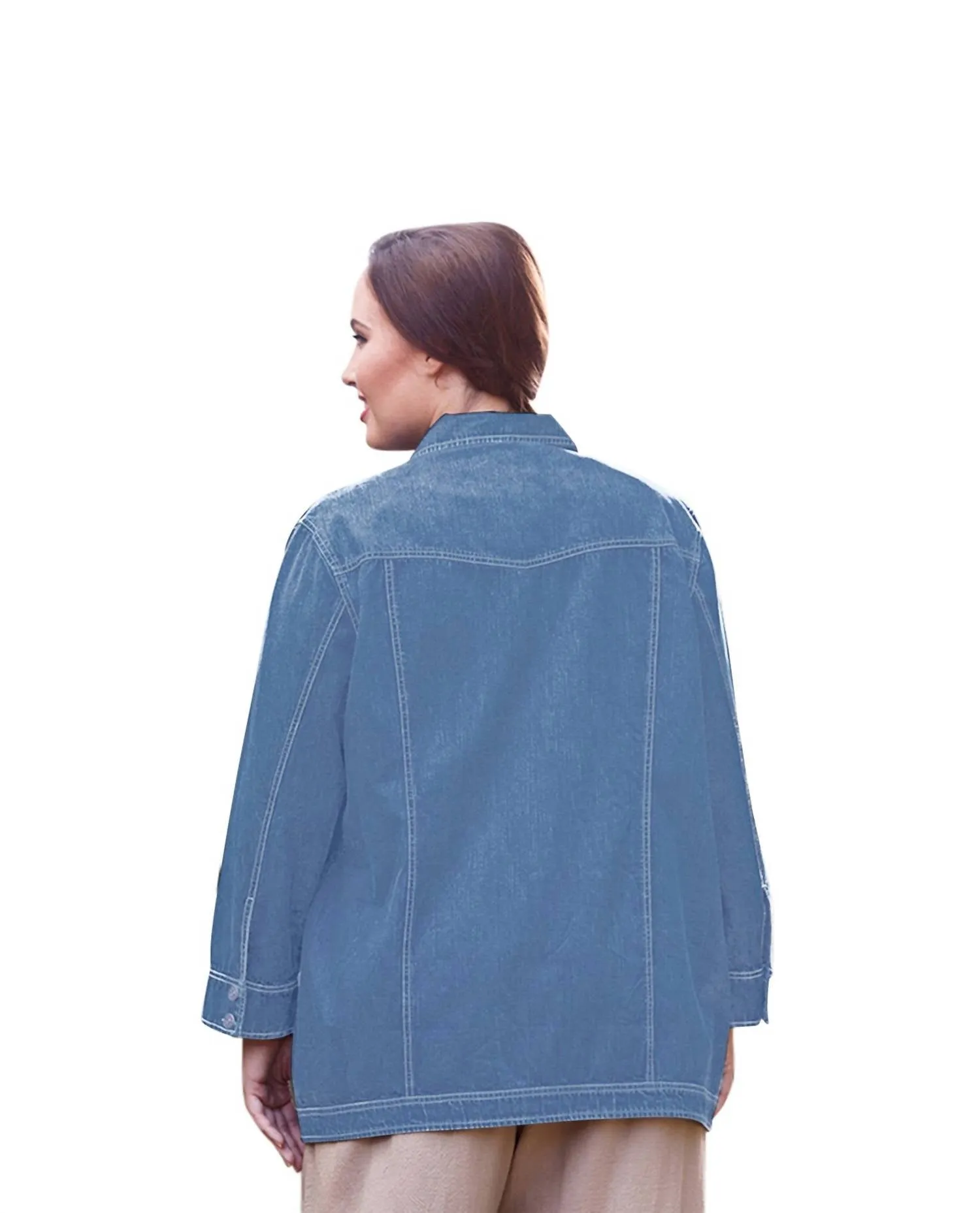 Premium Long Sleeve Rydel Denim Jacket - Plus Size In Light Wash Denim
