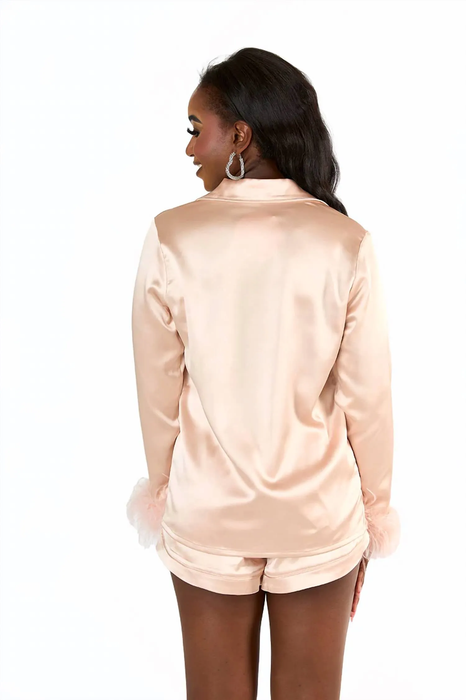 Prescott Feather Pajama Set In Champagne