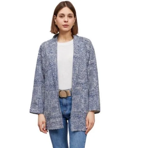 PRINTED OPEN FRONT BLAZER