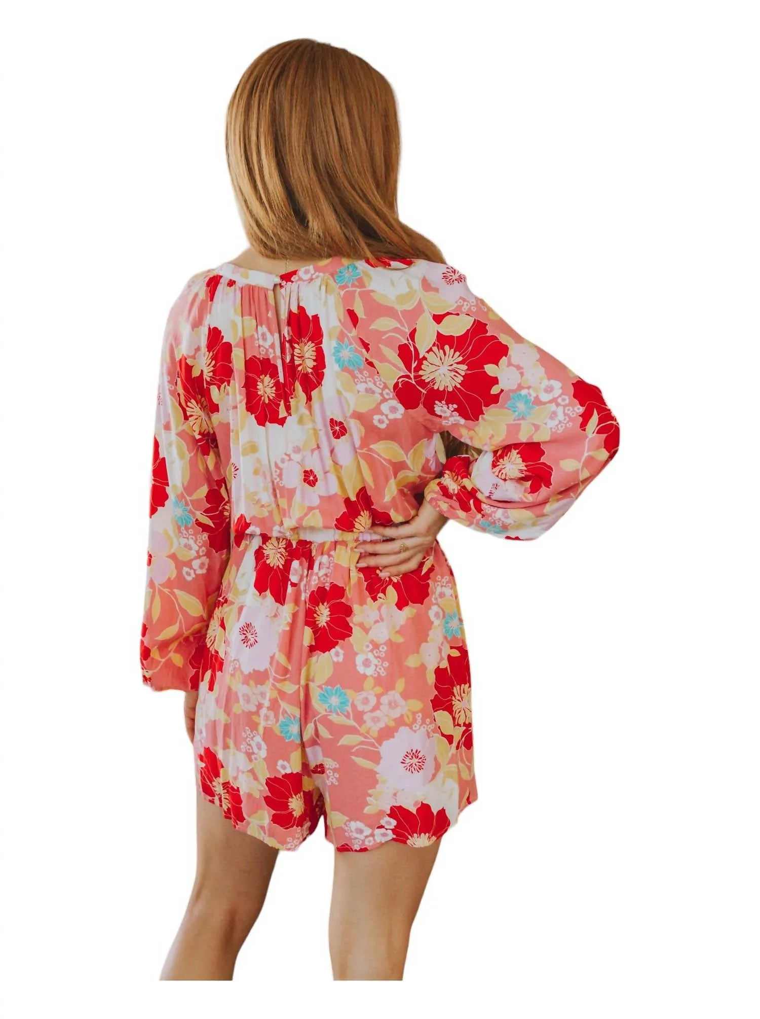 Rare Beauty Floral Romper In Pink