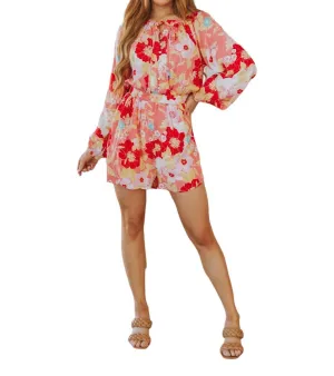 Rare Beauty Floral Romper In Pink