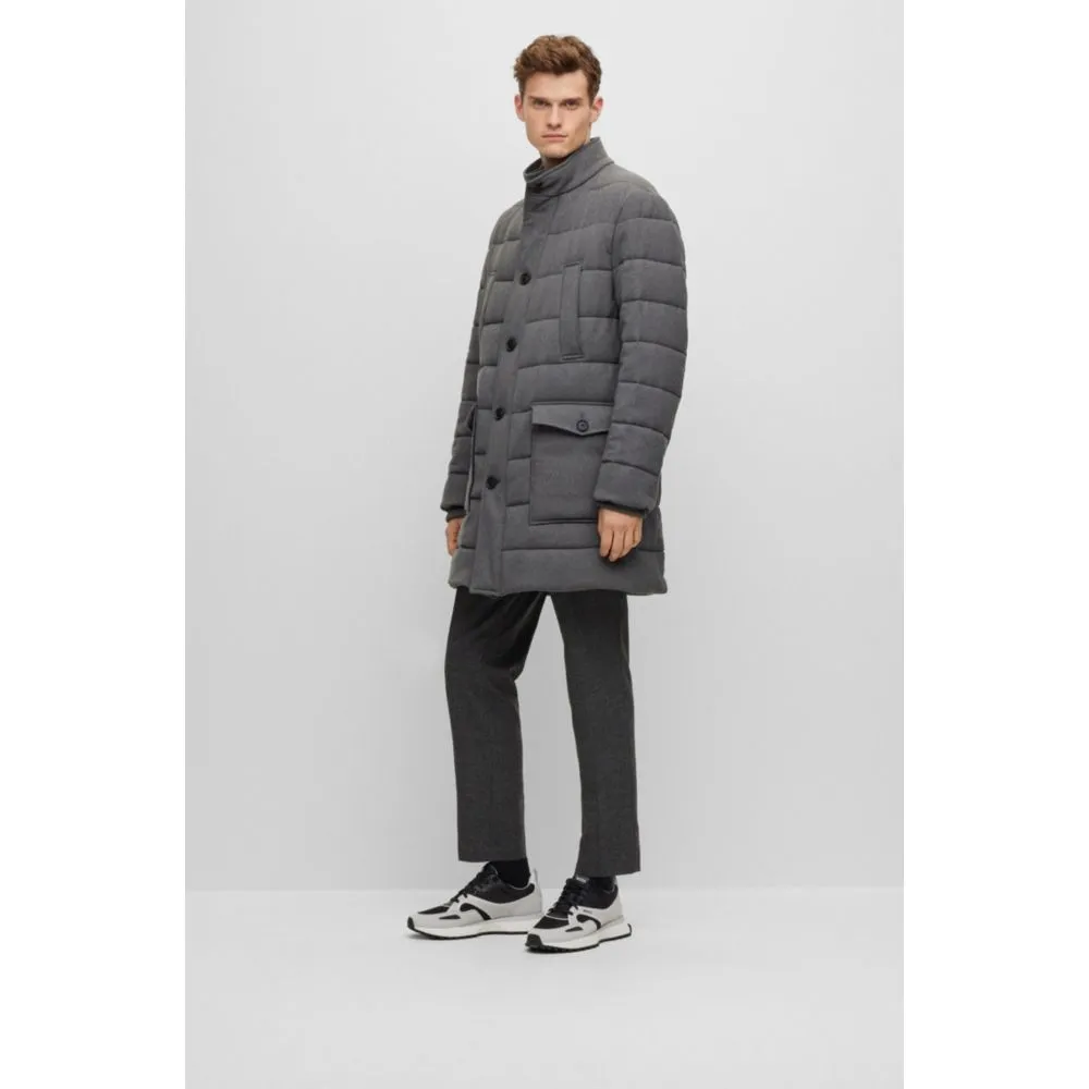 Regular-fit padded coat in a stretch wool blend