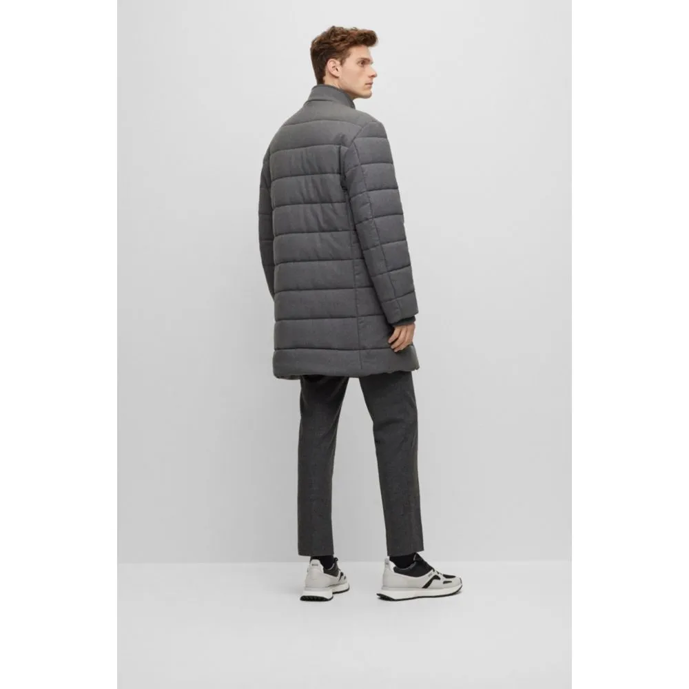 Regular-fit padded coat in a stretch wool blend