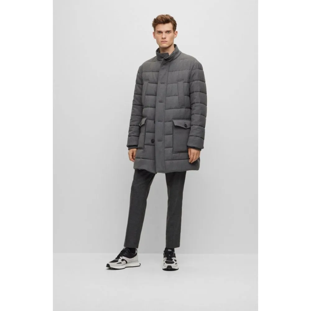 Regular-fit padded coat in a stretch wool blend