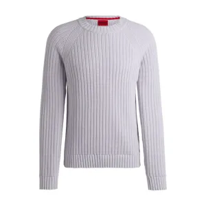 Regular-fit sweater in ribbed cotton
