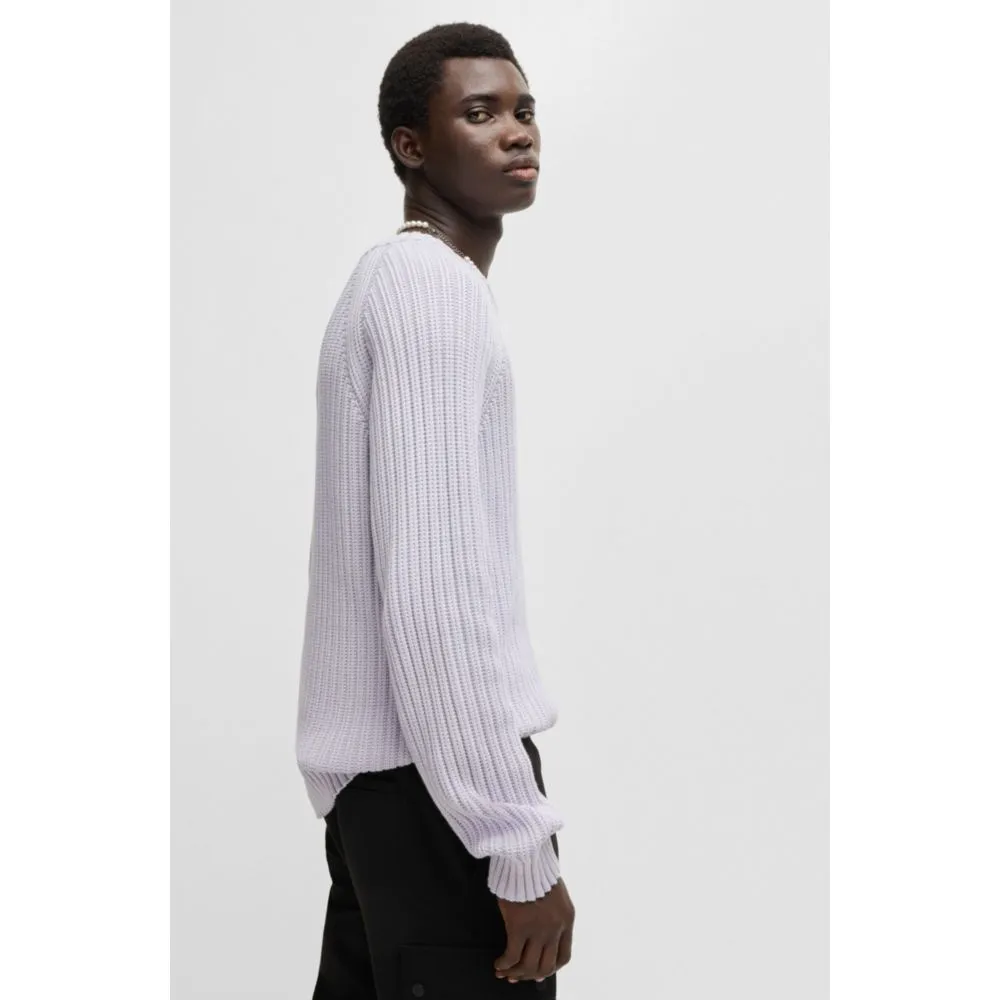 Regular-fit sweater in ribbed cotton