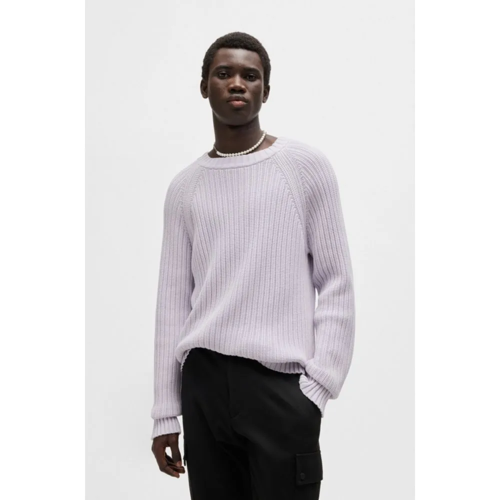 Regular-fit sweater in ribbed cotton