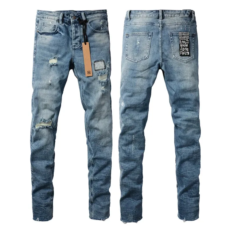 Retro Washed Light Jeans | Slim Fit Ripped Denim for Men & Women