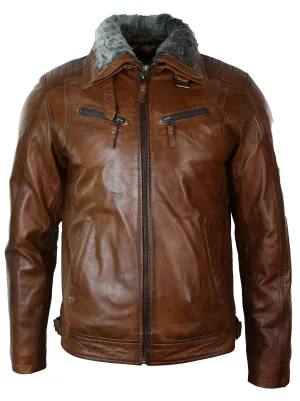 Rust Leather Jacket Zipped