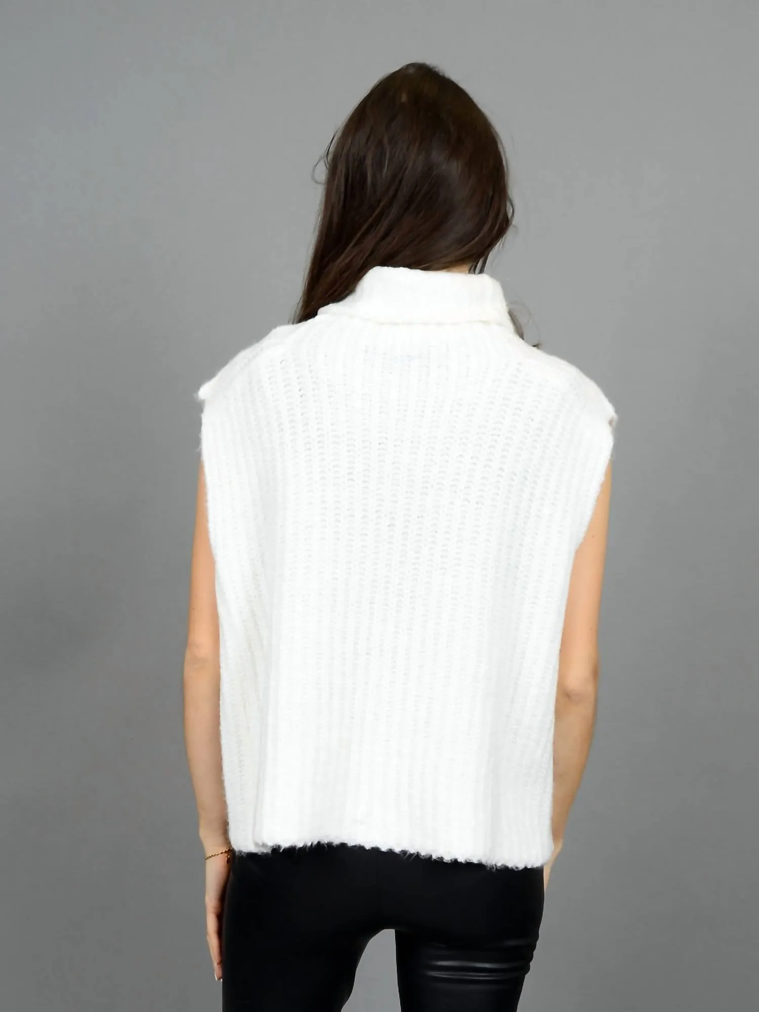Salima Sleeveless Turtleneck Pullover In Winter White