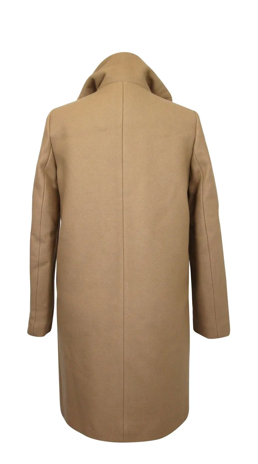 Sandro Women's Camel Kurt Wool Coat Fur Trim Women's Hood