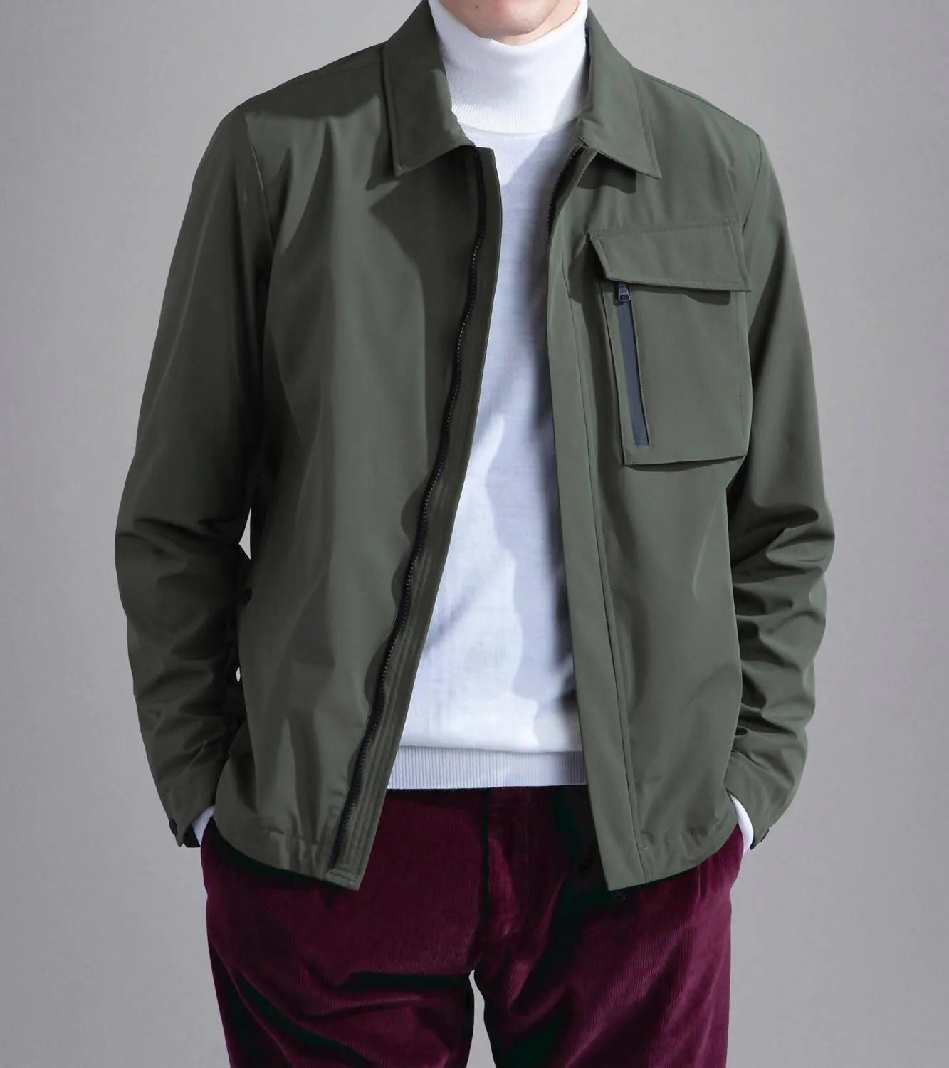 Save The Sea Re 4X4 Stretch Typhoon Shacket In Olive