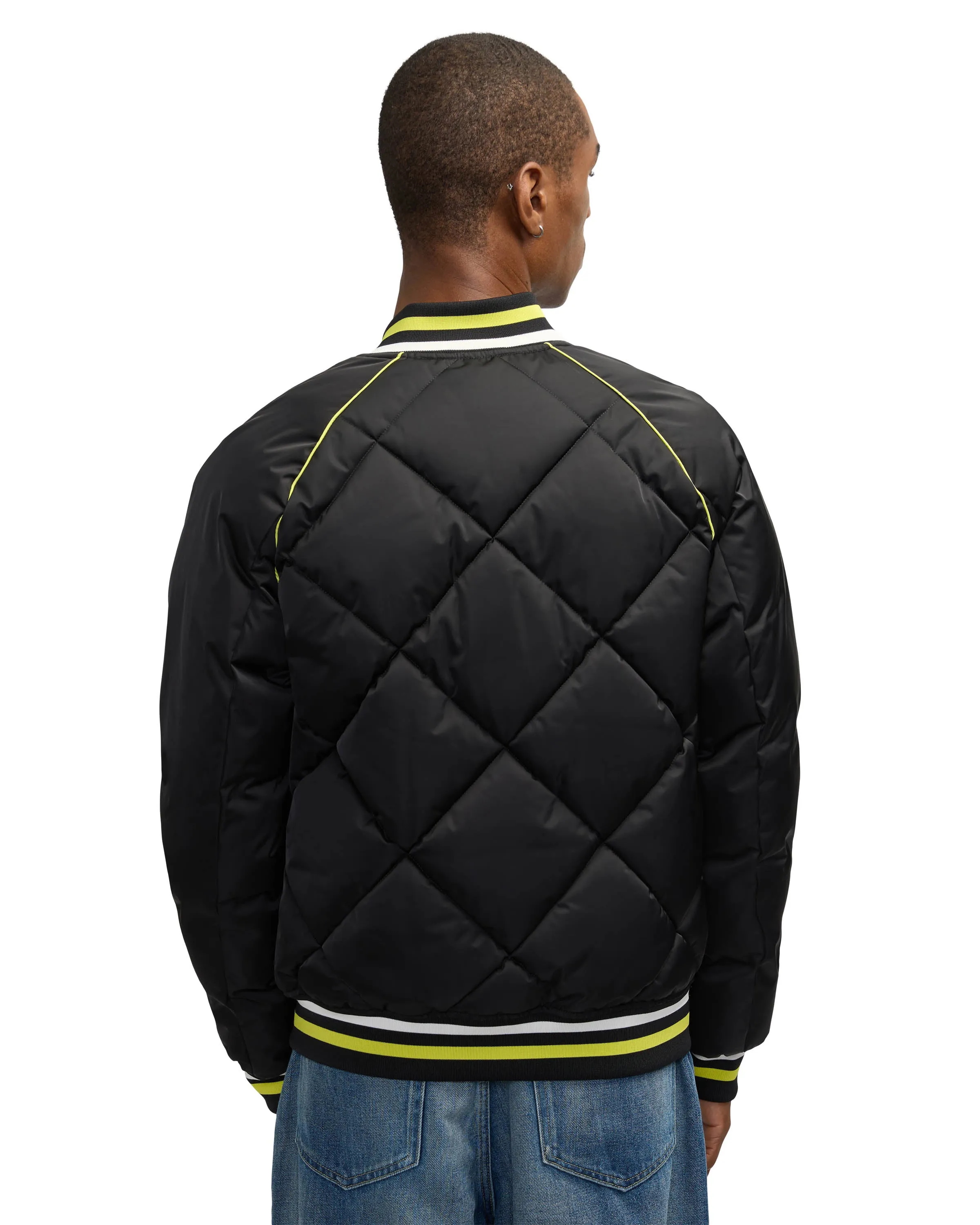 Scotch & Soda Men's Yrachie Quilted Varsity Bomber Jacket With Raglan Sleeves