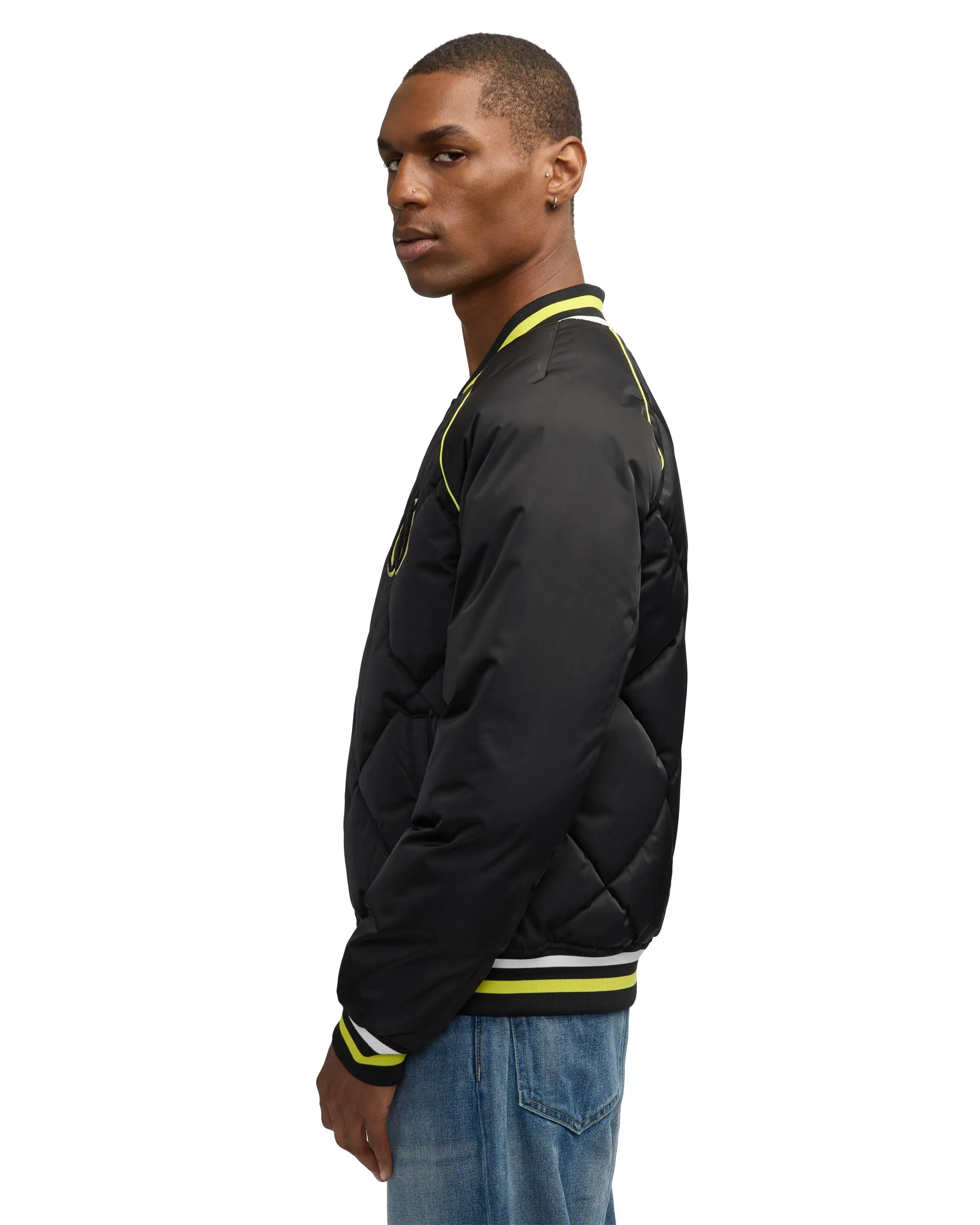 Scotch & Soda Men's Yrachie Quilted Varsity Bomber Jacket With Raglan Sleeves