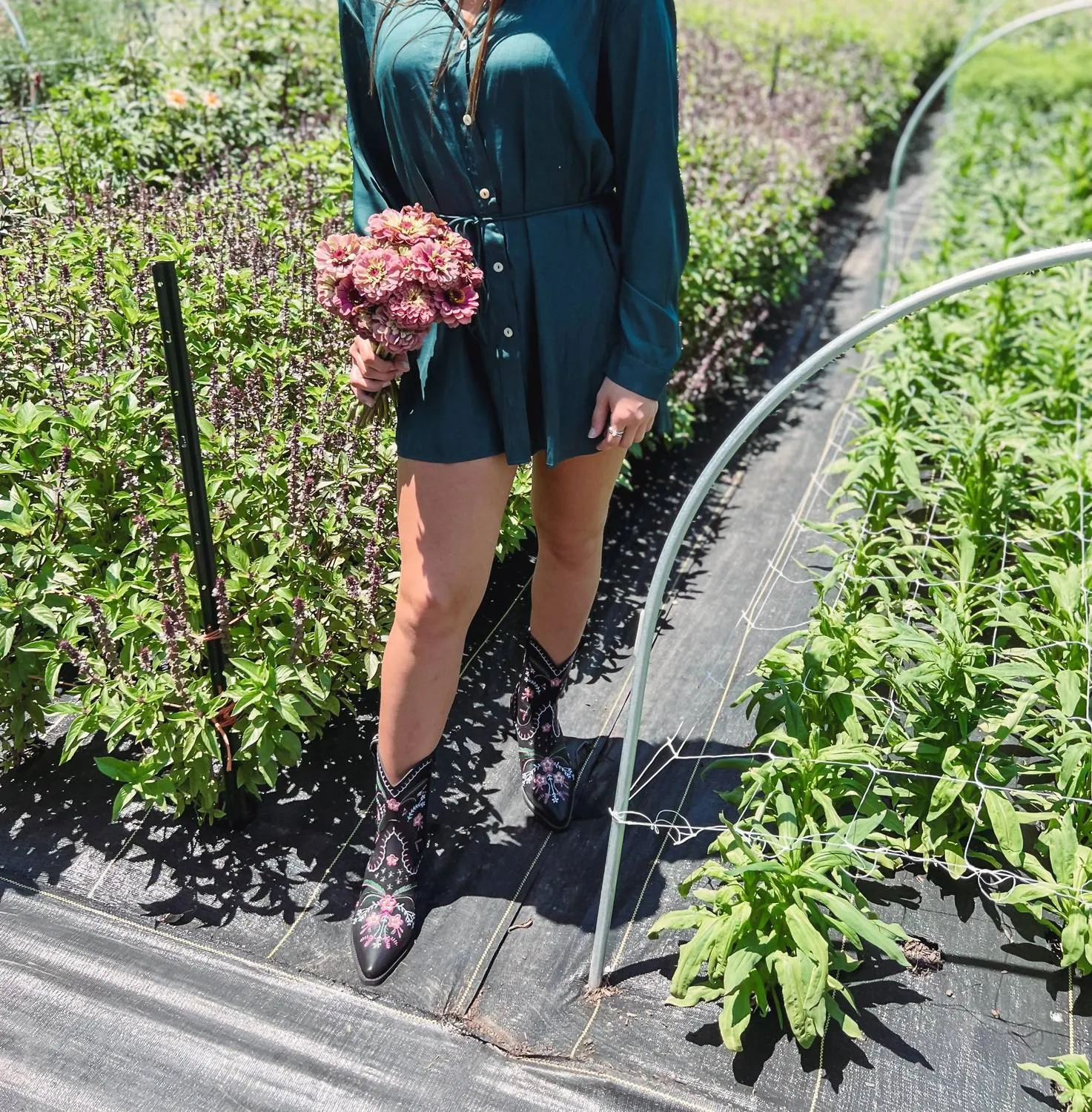 Shirt Romper In Emerald Green