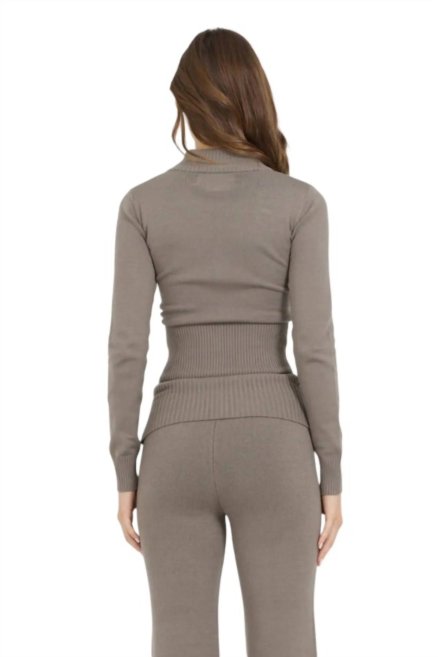 Slim Fit Knit Quarter Zip In Olive Grey