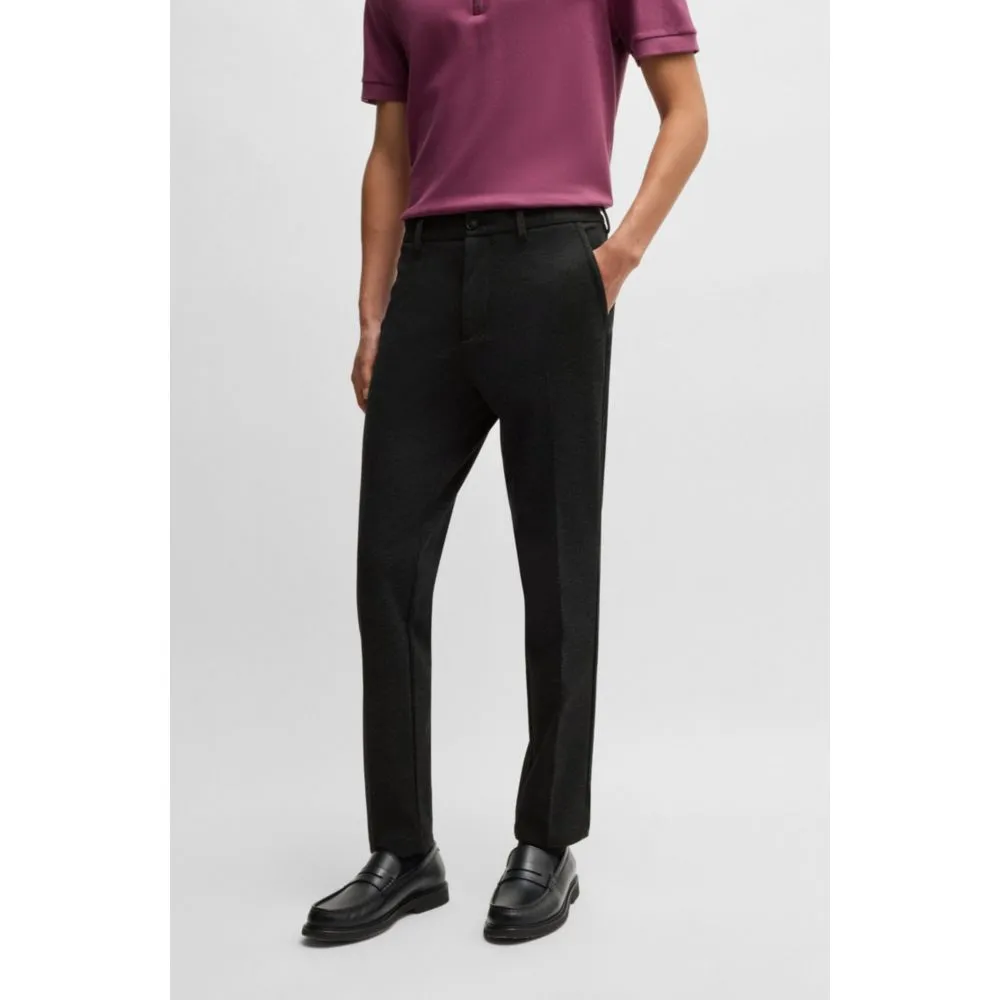 Slim-fit trousers in salt-and-pepper stretch jersey