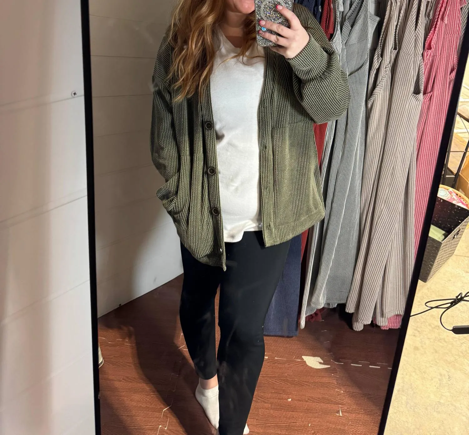 Solid Knit Cardigan In Olive