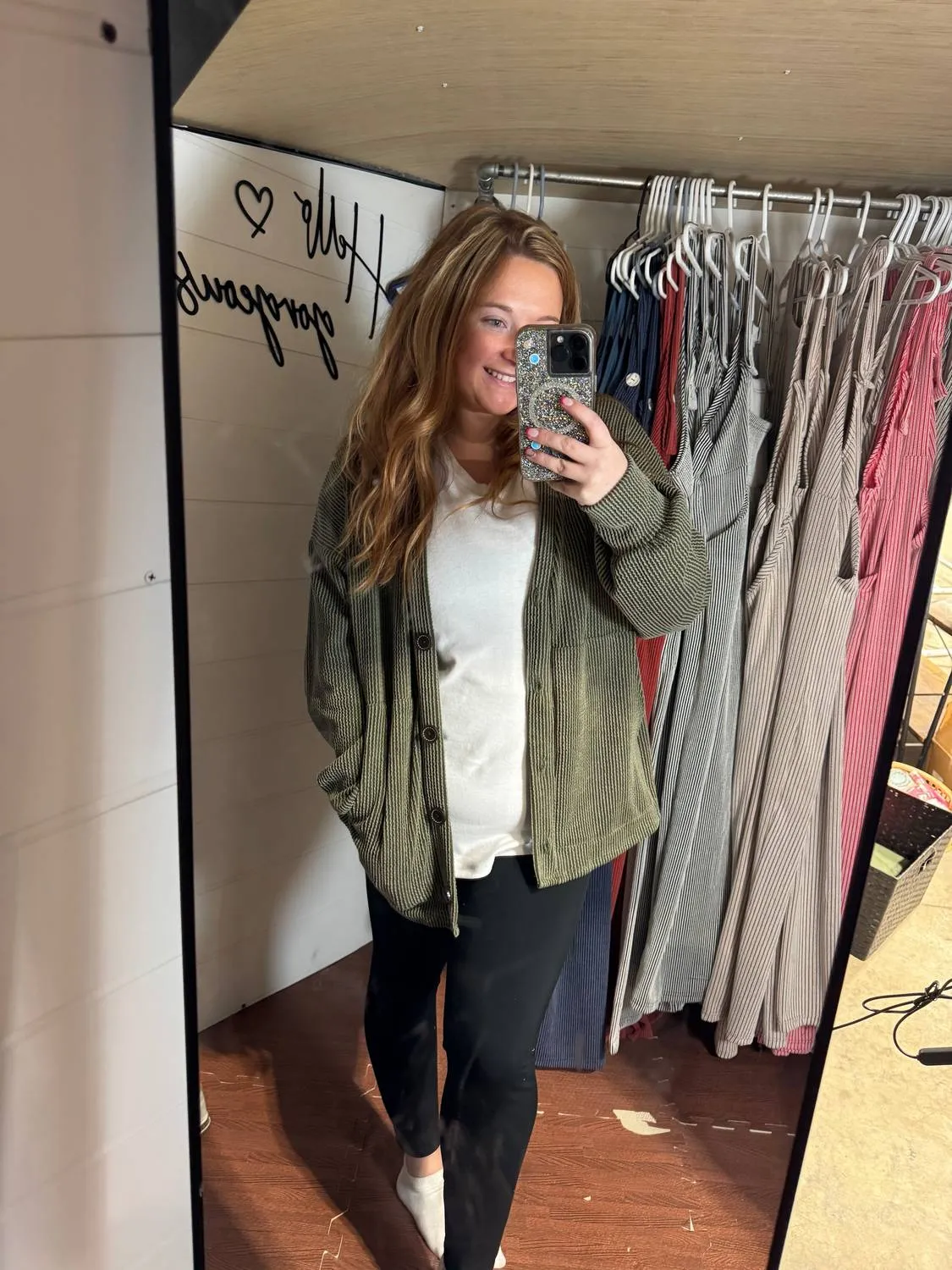 Solid Knit Cardigan In Olive