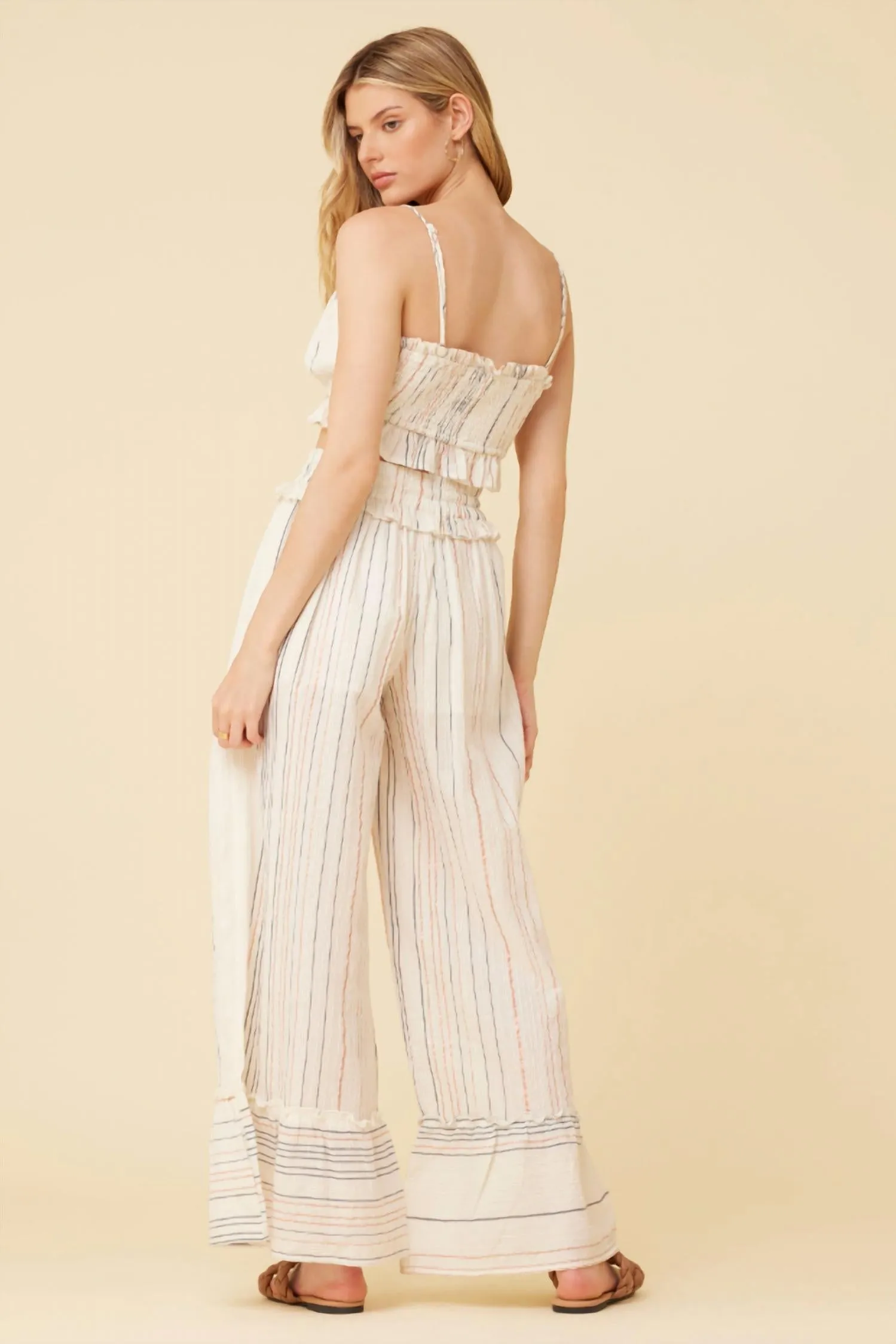 Stripe Tank Top In Ivory Denim