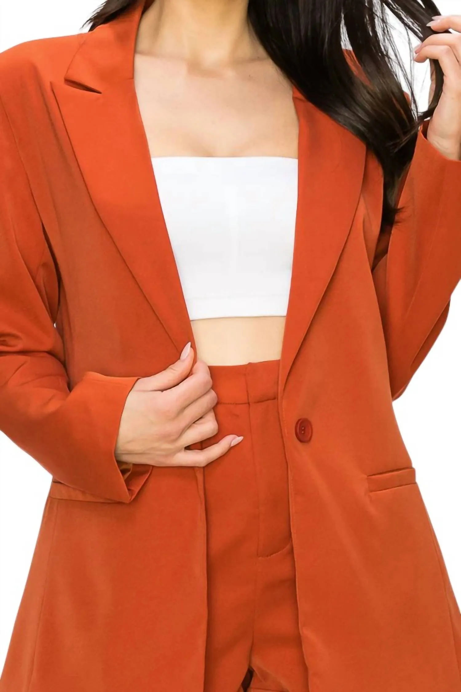 Suit Jacket & Shorts Set In Rust