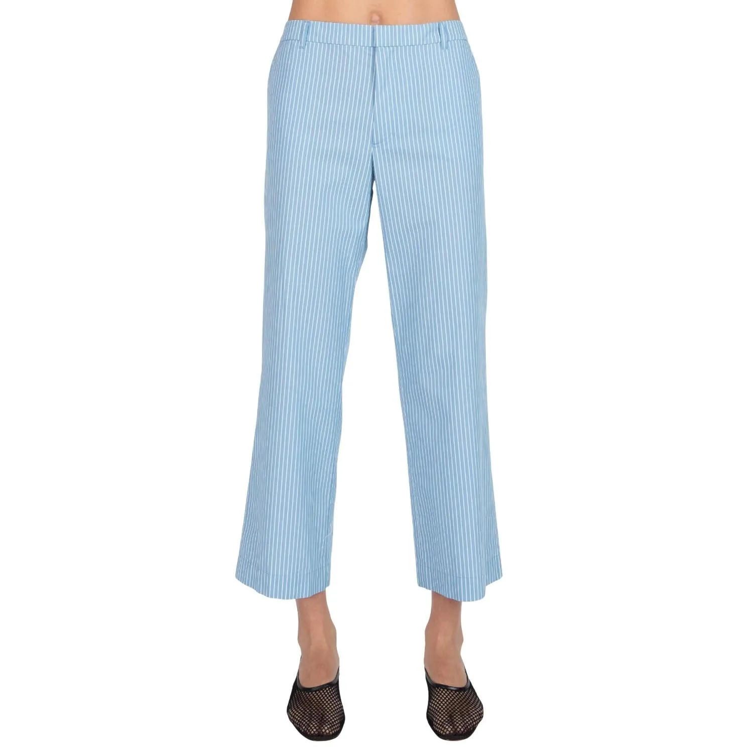 Superfine Twill Stripe Boyfriend Pant In Summer Sky/white