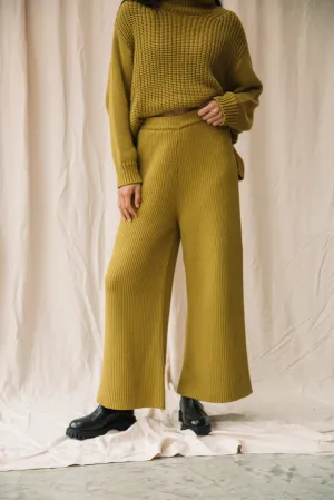 Taka Organic Cotton Knitted Trouser in Chartreuse