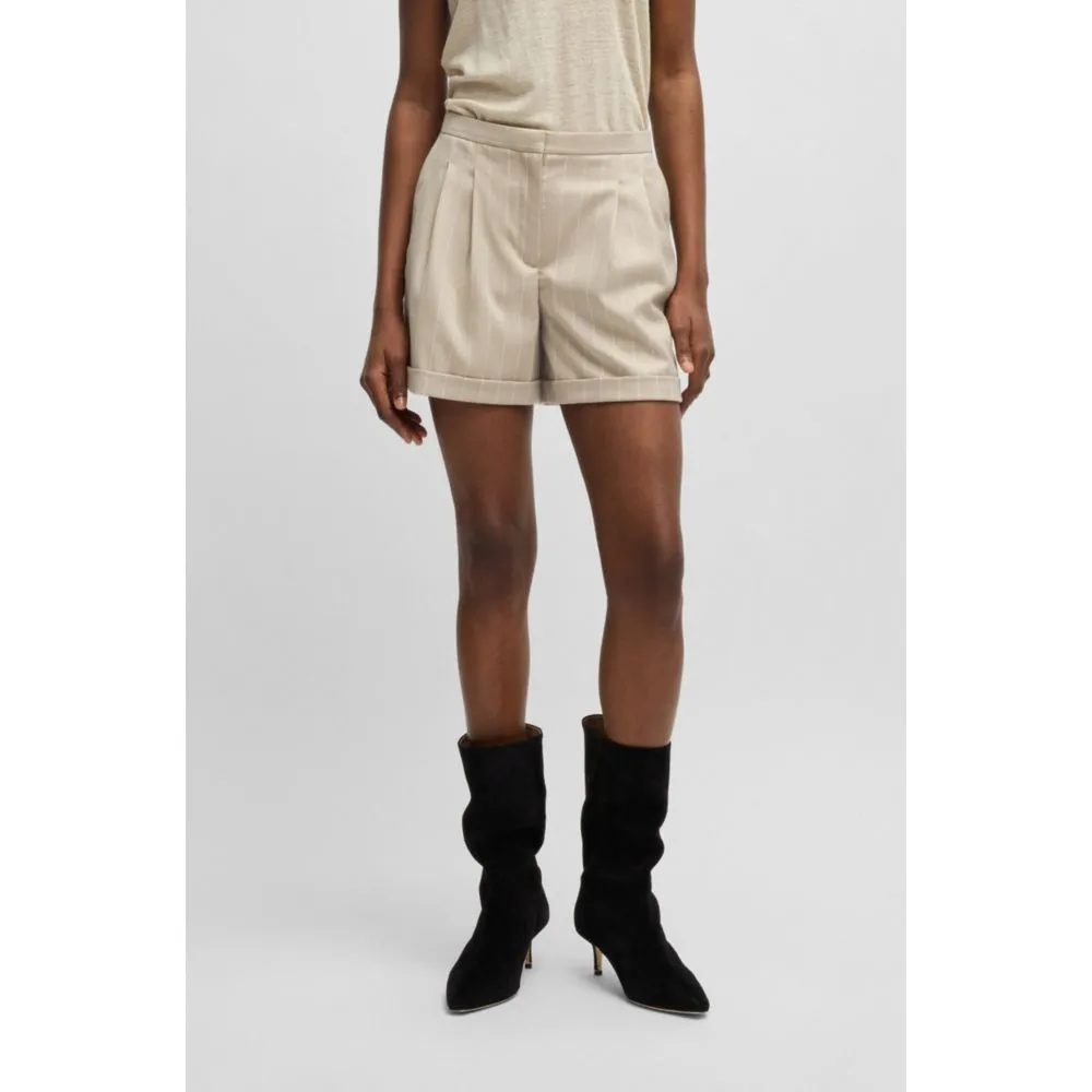 Tapered-fit shorts in pinstripe stretch fabric